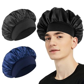 YSDYY 2 Pieces Satin Nightcap, Elastic Nightcap, Fashionable And Simple Nightcap, Suitable For Sleeping, Bathing, Skin Care, Makeup