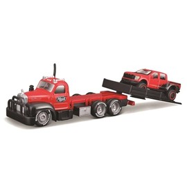 Maisto 1/64 Elite Transport Mini Car Diecast Car Complete (1953 Mack B-61 Tow Truck / 2021 Ford F-150 SVT Raptor - Red)