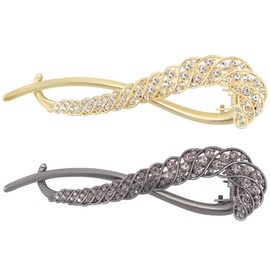 Mecool 2 Pcs Crystal Hair Barrettes for Women - Ponytail Holder Headwear Bridesmaid Hair Styling Accessories for Straight & Curly Hairs | Wedding Gift for Girls Hairs Clips | Women's Hairs Jewellery