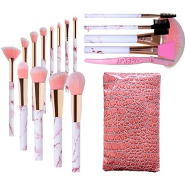 Marble Makeup Brushes Set, Audeful 17 Pcs Professional Make up Brush Tools kit Synthetic Kabuki Face Blush Lip Eyeshadow Eyeliner Foundation Powder Cosmetic Brushes Kit with Leather Bag