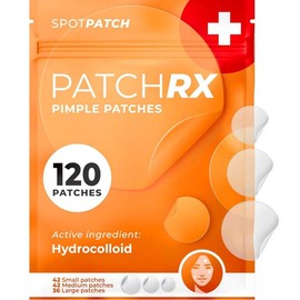 PatchRx Pimple Patches for Acne – Hydrocolloid Spot Treatment with Hydrocolloid, Tea Tree Oil & Salicylic Acid – Acne Patches for Face, Zit Stickers for All Skin Types, Fast Healing Blemish Dots:_Hydrocolloid - 120 pk
