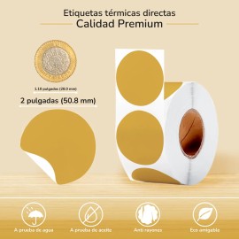 Etiquetas Térmicas Directas Circulares 2×2 PuLG. (rollo 750) Color Café