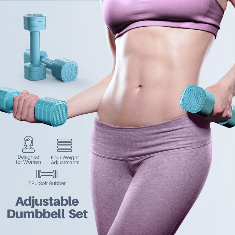 Adjustable Dumbbell Set of 2, 4 in 1 Free Weights