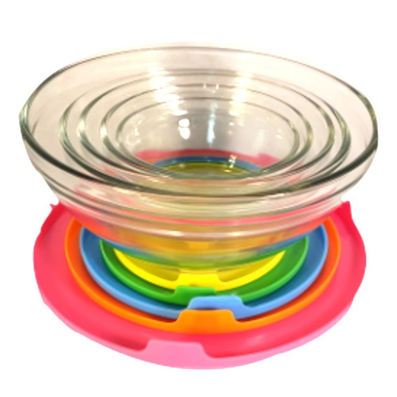 Kitchen Works Glass Storage Nesting Bowl Set with Lids