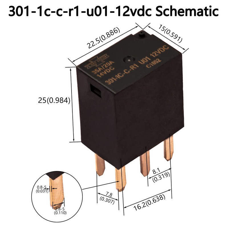 301-1C-C-R1 U01 SPDT 35A DC12V Replacement Automotive Relay Control Module