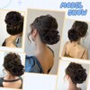 NICENEEDED Adjustable Versatile Short Curly Hairpieces, Dark Brown Wavy Side
