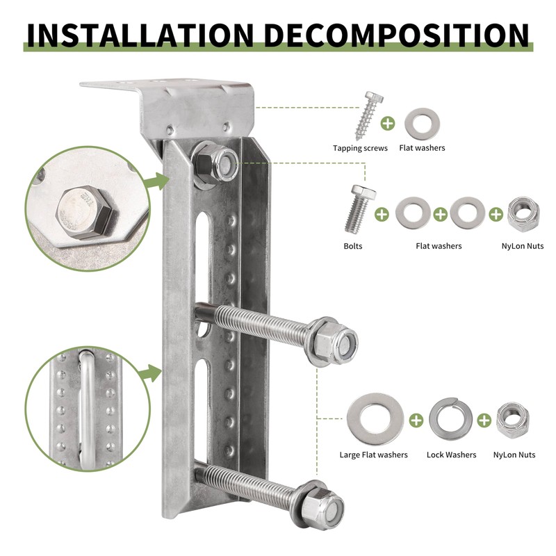 KATUNA 4Pcs 8" Stainless Steel Swivel Bunk Bracket Kit -