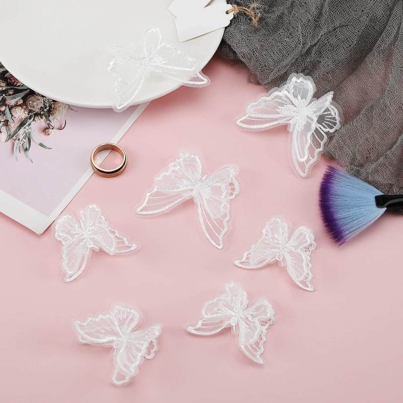 ECSiNG 20 Pieces Butterfly Appliques with Lace Double Layers Butterfly