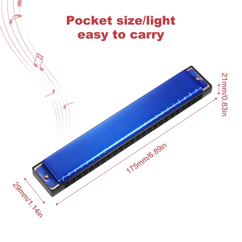 Harmonica Professional Harp Armonica Key of C 24 Hole Polyphony