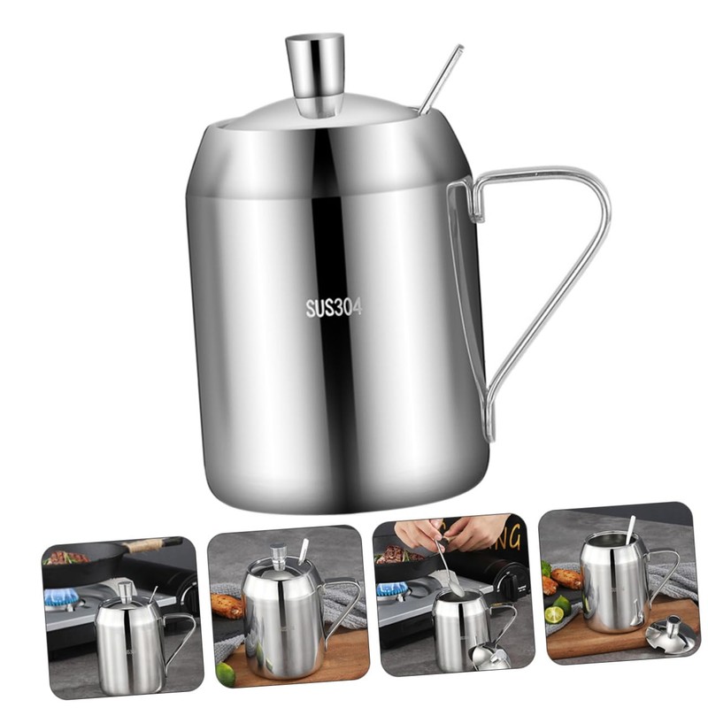 Mobestech Stainless Steel Oil Jars for Kitchen Ml Seasoning Bottle