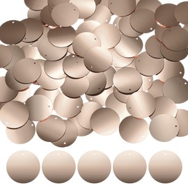 M METERXITY 288-Pack Flat Round Sequins for Crafts, 80g 30mm Loose Sequins Paillettes for Wedding/Sewing/DIY Craft, PVC Spangles with 1 Side Hole [Champagne]