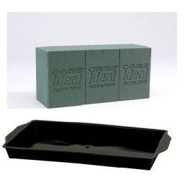 1 x Oasis Ideal Wet Foam Brick & 1 x Single Black Brick Tray. The perfect item for fresh flower arrangements.