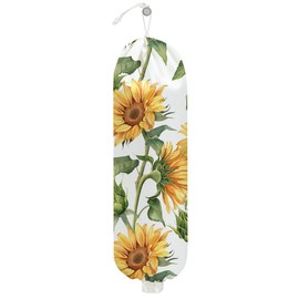 Sunflower Plastic Bag Holder for Kitchen Essentials, Wall Mount Grocery Bag Holder for Plastic Bags, Flower Washable Large Grocery Bags Storage Dispenser for Home Kitchen Pantry Decor, 22.5x9 Inch