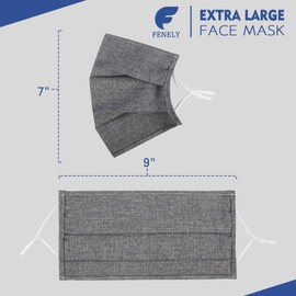 Beard Face Mask for Bearded Men, Extra Large XL Facemask with Nose Wire Washable Reusable Breathable Adjustable Ear Loops Fashionable Adult Plain Cotton Cloth Fabric Madks, cubre bocas para hombres