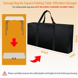 UUFCTY Folding Card Table Storage Bag, Large 35" L x 18" H x 4" W Waterproof Bag for Square 34" Folding Table 600D Heavy Duty Foldable Table Carry Bag, Black