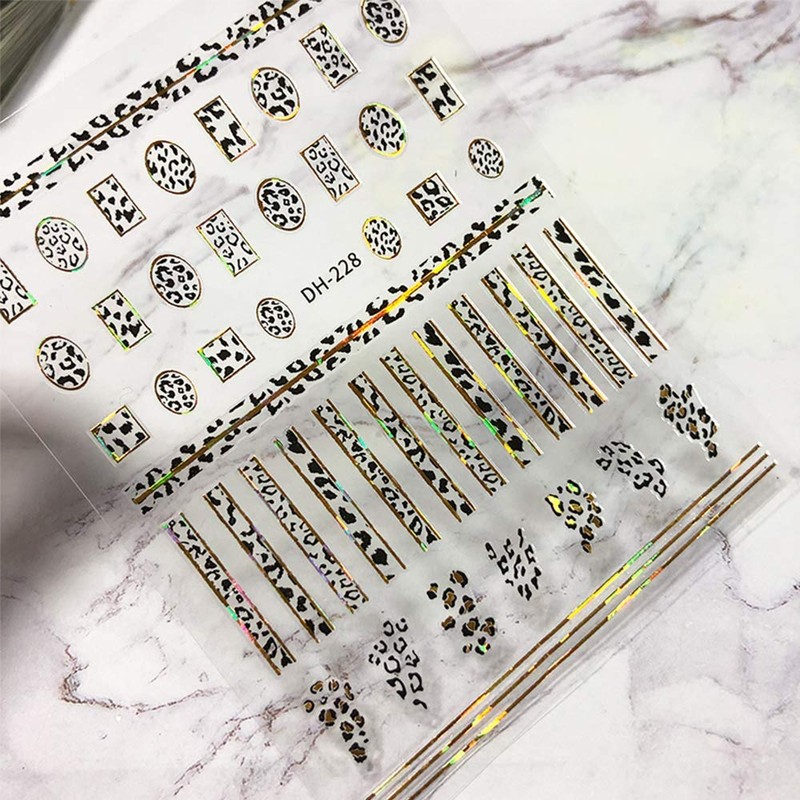 TOROKOM Leopard Pattern Nail Stickers 3D Stickers Nail Art Design