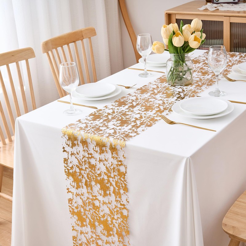 CHUQING Gold Table Runner 11x591 Inches,Gold Party Table Decorations Centerpiece,Gold