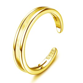 Diamday 925 Sterling Silver Toe Rings for Women 14k Gold Filled Adjustable Open Toe Rings Dainty Flower Hug CZ Simple Gold Toe Band Rings Summer Beach Foot Jewelry 1