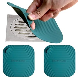 DIFENLUN Shower Drain Cover Tub Stopper,2 Pieces Sewer Anti-Odor Mat Deodorizing Drain Plugs for Kitchen,Bathroom and Laundry(5.9x5.9 inch) Blackish Green