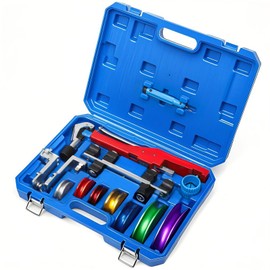kuailebuy Tube Bender Kit, for 1/4"-7/8" O.D. 90° Forward/Reverse Bending Ratcheting Tubing Bender Set, with 7 Heads,Deburring Tool,Inner Outer Reamer,for HVAC,Air Conditioning and Plumbing Repair