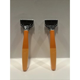 HARRY'S MEN'S RAZOR EMBER ORANGE 2 RAZOR HANDLES AND REFILLS NEW NO BOX