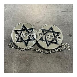 HolYudaica Clips for Tallit Prayer Shawl, Made in Israel, Silver Color Round Shape with Star of David and The Tallit Blassing