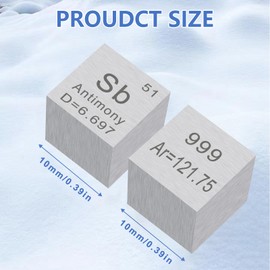 Antimony Element Cube 0.39" Density Metal Cube 10MM Up to 99.9% Purity for Students Teacher Science Lover Collection &DIY (Sb 10MM)