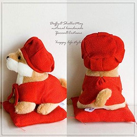 Kanreki-animal-dollset-4 Red Chanko & Hat & Sitting Shiba Inu Set with Plush Toy