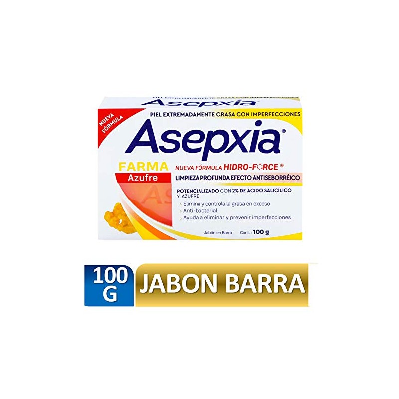 ASEPXIA Azufre Jabón en Barra, Efecto antiseborréico, controla la grasa,