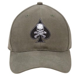 Rothco Black Ink Death Spade Low Profile Insignia Cap - Rugged Skull & Bones Design Graphic Baseball Hat