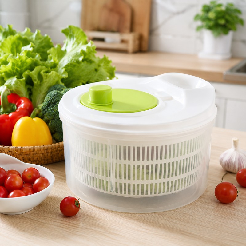 Manual Salad Spinner for Washing & Draining Produce – 3L