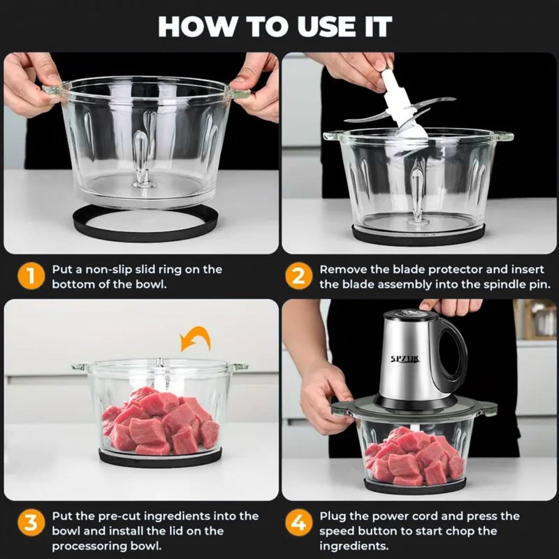 3-Speed Electric Food Processor: Meat Grinder, Vegetable Chopper & Baby