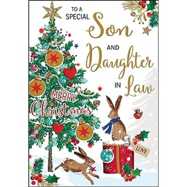 Jonny Javelin Special Son And Daughter In Law Merry Christmas Card Hares