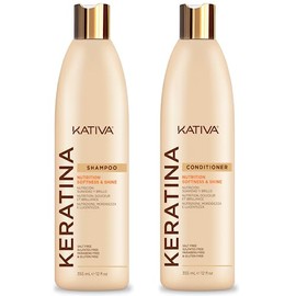 Keratin Shampoo and Conditioner Pack set of 2. Nutrition, Softeness and Shine without Sulfates. Salt and Parbens Free.