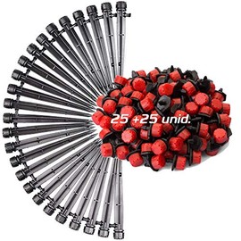 Aqua Control Drip Irrigation Drip Kit 25 Adjustable Dripper from 0 to 70L/Hour + 25 Adjustable Droppers from 0 to 70L/Hour with Ground Spike