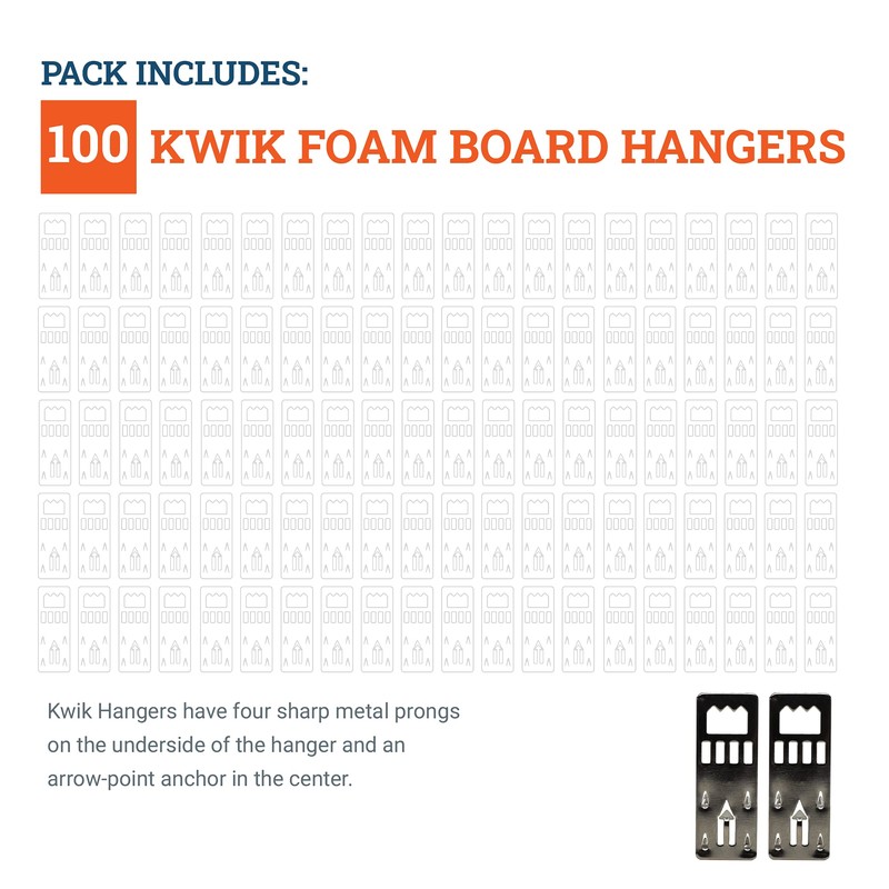 Kwik Foam Board Hangers - 100 Pack - Quick &