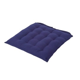 HOMESCAPES - Seat Pad - Navy Blue - 40 x 40 cm - Indoor - Garden - Dining - Chair Cushion with a Button Tie Handle to fix to Chair - 100% Cotton - Well Filled - Easy Care - Washable At Home