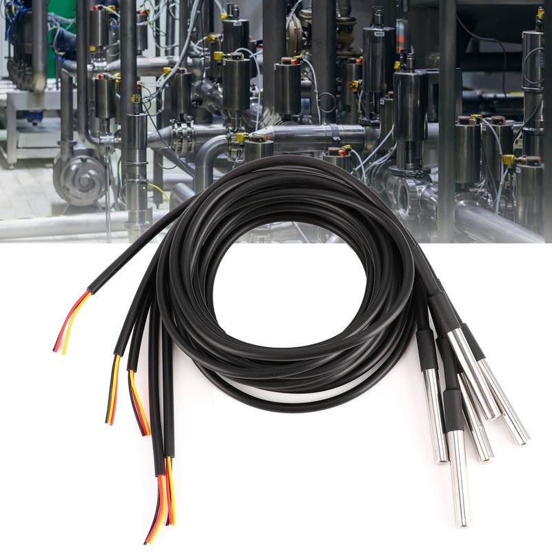 5Pcs Temperature Probe Sensor Stainless Steel Waterproof Cable Thermometer
