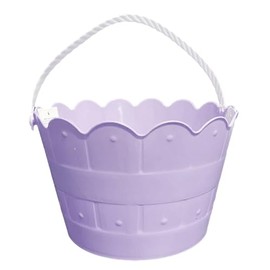 Easter Baskets, Buckets, Accessories - Easter Re-Useable Plastic Treat Bucket 12.8cm Gift Basket Ideal for Egg Hunt (Purple)