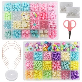 ZAIDEA Beads Accessories Kit Tool Set for Girls, Children, Large Capacity, Bracelet, Colorful, Handmade, with Headband Included, Unicorn