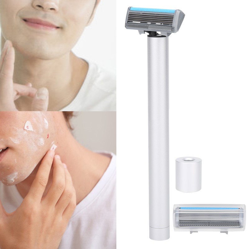 Men Electric Double Edge Razor Portable Adjustable Vibration Metal Shaver
