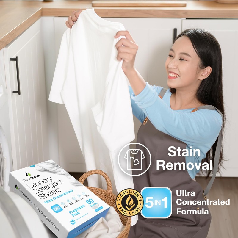 CleanScents Laundry Detergent Sheets (120 Sheets) (Fragrance Free)