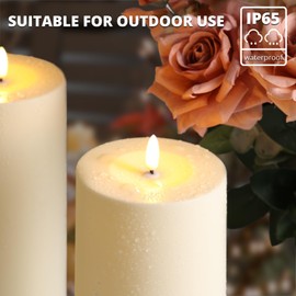 NURADA Large Outdoor Flameless Candles 12" x 4" - Waterproof LED Pillar Flickering Candle Battery Operated with Timer Remote Control for Patio Porch Lanterns Decor - Long Lasting Set of 2