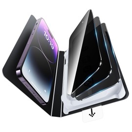 SmartDevil 2PACK Privacy Screen Protector 9H Top-Shatterproof [Military Grade Protection ] Screen Protector Tempered Glass with Upgraded Fit Tray,HD, Bubble Free,Dust-Proof (14 Pro Max (6.7 Inch))