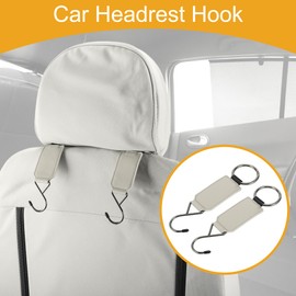 Partuto Universal Car Seat Headrest Hook Car Seat Back Organizer Hooks for Most Car, SUV, Truck Sturdy Faux Leather Metal Gray 2 Pcs