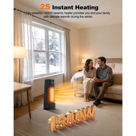 Instern Space Heater for Indoor Use, 1500W Fast Heating Ceramic Heater with Thermostat, Quiet Portable Electric Desk Heater with 24H Timer, LED Display, Safty for Office Bedroom, 16 inch