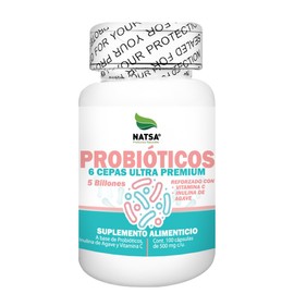 NATSA Probióticos 100 cápsulas | 5 billones de microorganismos | 2 cápsulas diarias | Reforzado con Inulina y Vitamina C | Calidad Premium | Ingredientes Puros