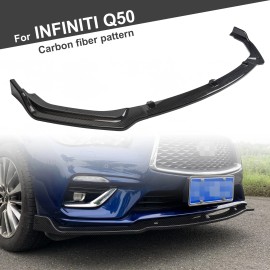 JOYOTO Carbon Fiber 3PCS Front Bumper Lip Spoiler Body Kit For Infiniti Q50 2018-2023