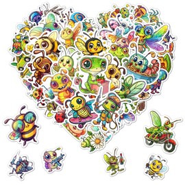 Pack 50 Pcs Insect Cute Animal Stickers for Water Bottles Funny Laptop Luggage Computer Scrapbooking Kids Teens Girls Boys Adults Aesthetic Waterproof Sticker Small Vinyl Decals