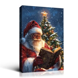 Warm Christmas Gift Santa Claus Canvas Painting Wall Art- the Ideal Choice for Decorating Holiday Living Rooms and RoomsColor: multi color, Size: 36*24 inch